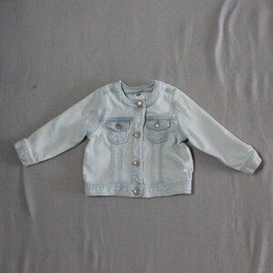 Old Navy Light Wash Denim Jacket Baby Girl 18-24M Snap Front Very Good